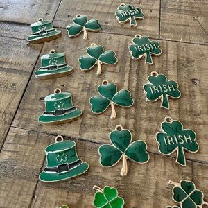 St. Patricks Day Jewelry Charms - Bracelet - Earrings - Light Gold - Leprechaun